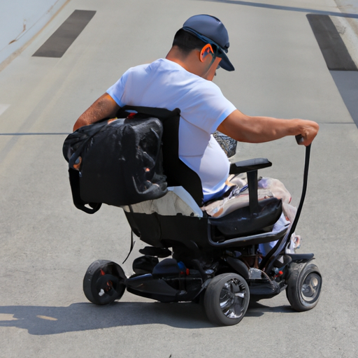 משתמש בכסא גלגלים חשמלי המתמודד עם קושי בניווט באזור עם תשתית לא מספקת.